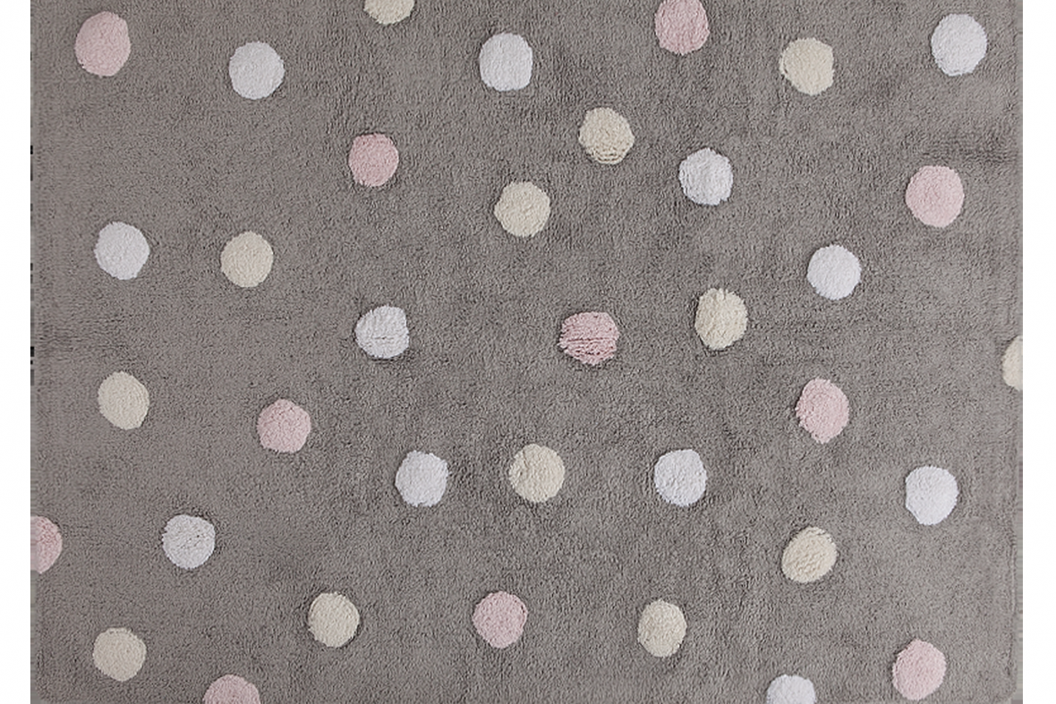 Alfombra Lavable Tricolor Polka Dots Grey-Pink - Foto 1/5